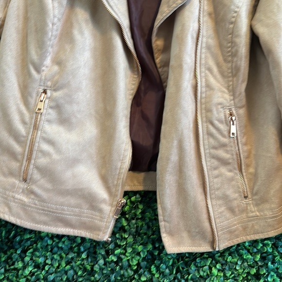 A New Day Size L Rose Pink Blush Pink Faux Suede Biker Jacket - Picture 3 of 6